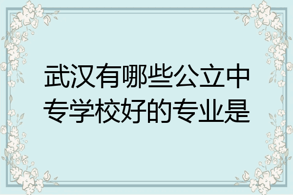 武汉有哪些公立中专学校好的专业是