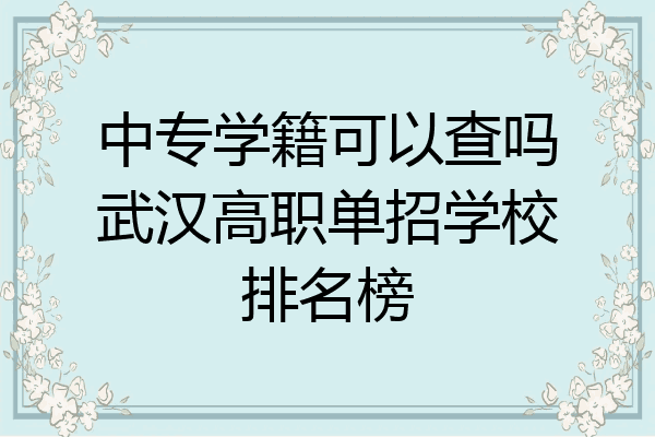 中专学籍可以查吗武汉高职单招学校排名榜