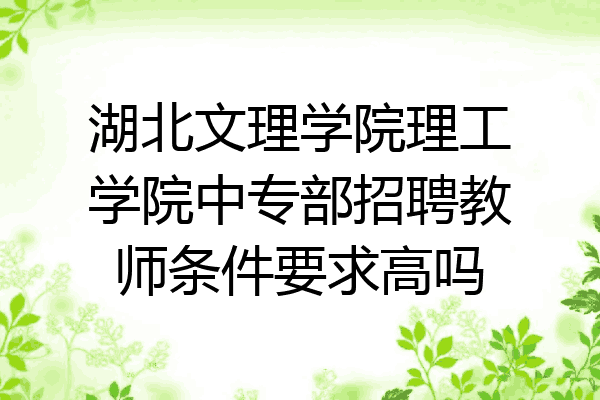 湖北文理学院理工学院中专部招聘教师条件要求高吗