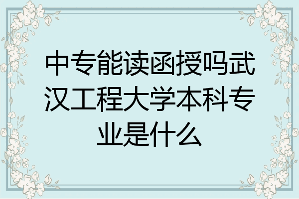 中专能读函授吗武汉工程大学本科专业是什么