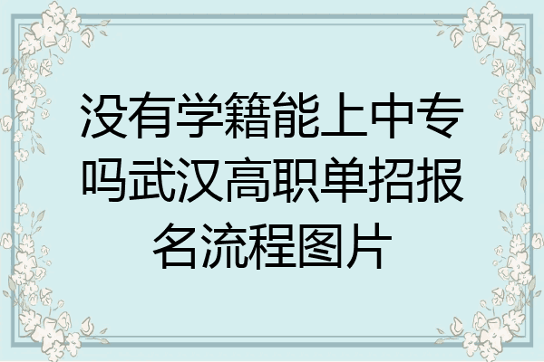 没有学籍能上中专吗武汉高职单招报名流程图片