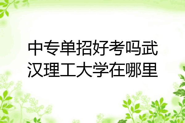 中专单招好考吗武汉理工大学在哪里