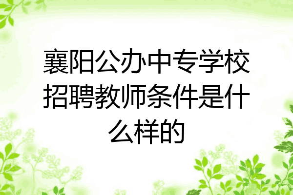襄阳公办中专学校招聘教师条件是什么样的