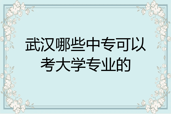 武汉哪些中专可以考大学专业的