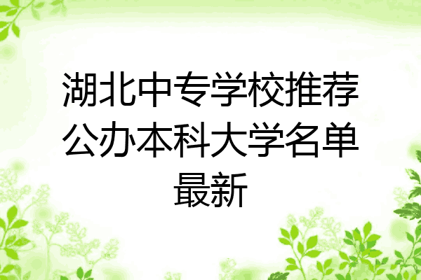 湖北中专学校推荐公办本科大学名单最新