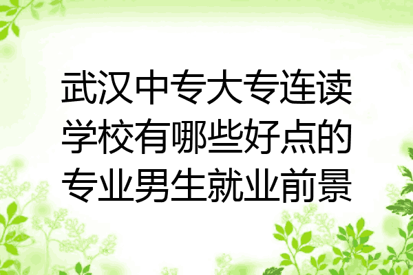 武汉中专大专连读学校有哪些好点的专业男生就业前景
