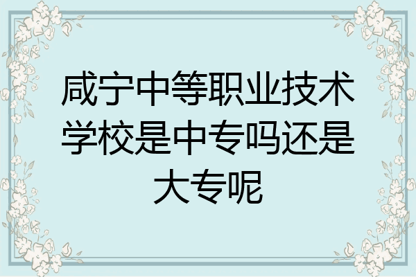 咸宁中等职业技术学校是中专吗还是大专呢