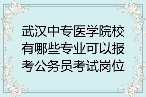 武汉中专医学院校有哪些专业可以报考公务员考试岗位