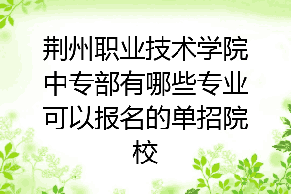 荆州职业技术学院中专部有哪些专业可以报名的单招院校