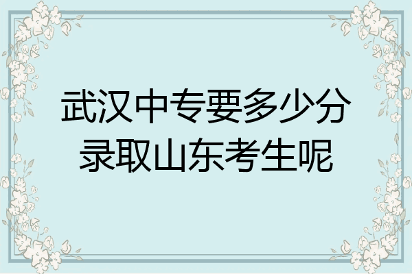 武汉中专要多少分录取山东考生呢