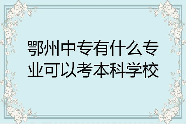 鄂州中专有什么专业可以考本科学校