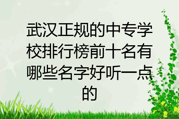 武汉正规的中专学校排行榜前十名有哪些名字好听一点的
