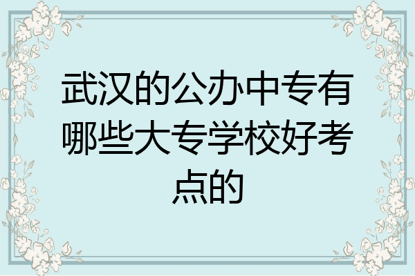 武汉的公办中专有哪些大专学校好考点的