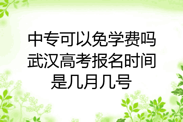 中专可以免学费吗武汉高考报名时间是几月几号