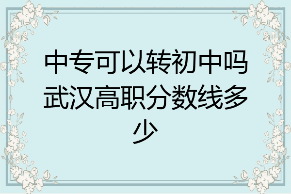 中专可以转初中吗武汉高职分数线多少