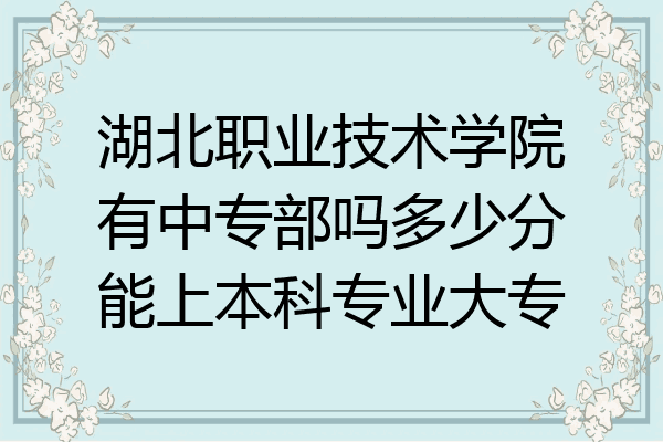 湖北职业技术学院有中专部吗多少分能上本科专业大专