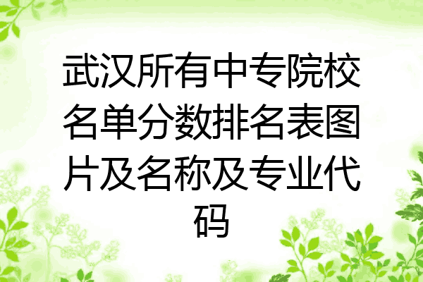 武汉所有中专院校名单分数排名表图片及名称及专业代码