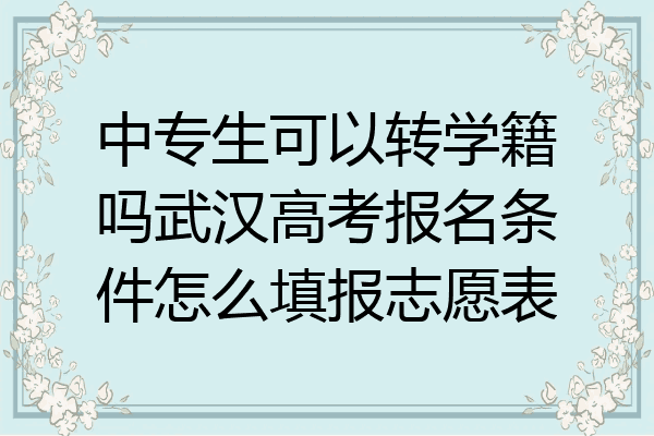 中专生可以转学籍吗武汉高考报名条件怎么填报志愿表