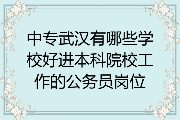 中专武汉有哪些学校好进本科院校工作的公务员岗位