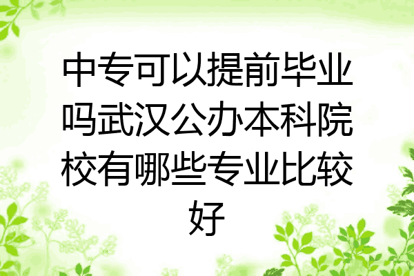 中专可以提前毕业吗武汉公办本科院校有哪些专业比较好