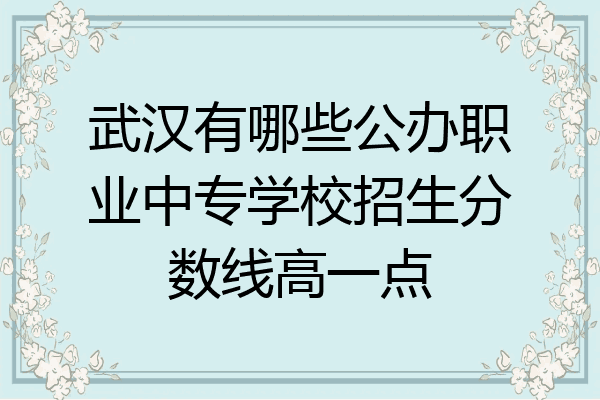 武汉有哪些公办职业中专学校招生分数线高一点
