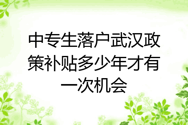 中专生落户武汉政策补贴多少年才有一次机会
