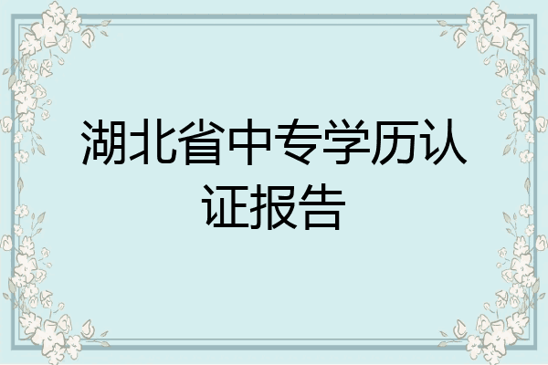 湖北省中专学历认证报告