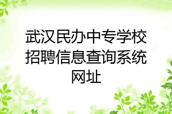 武汉民办中专学校招聘信息查询系统网址