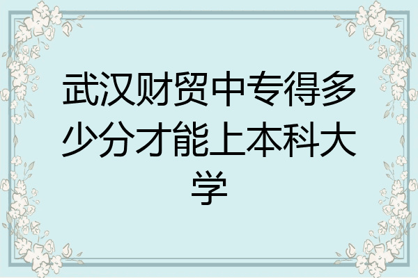 武汉财贸中专得多少分才能上本科大学