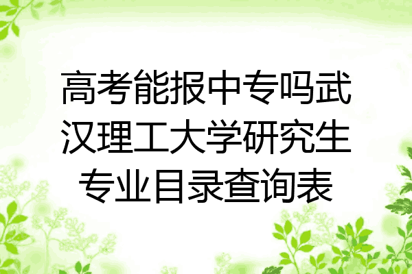 高考能报中专吗武汉理工大学研究生专业目录查询表