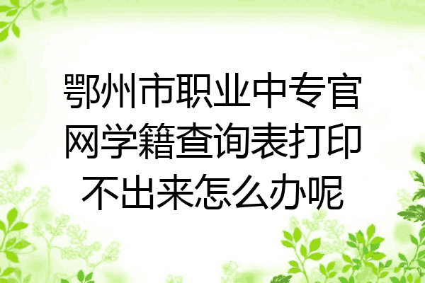 鄂州市职业中专官网学籍查询表打印不出来怎么办呢