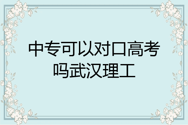 中专可以对口高考吗武汉理工