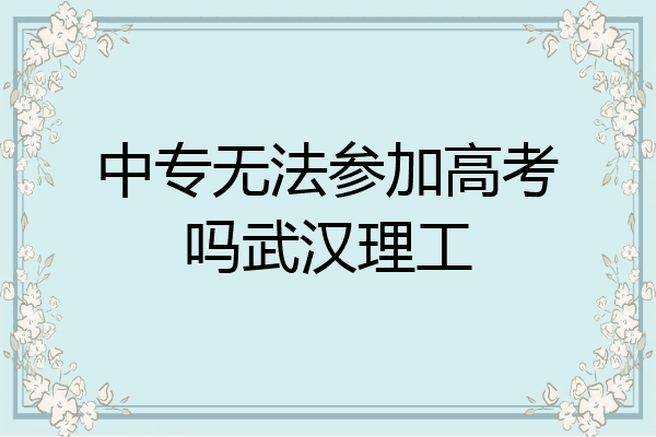 中专无法参加高考吗武汉理工