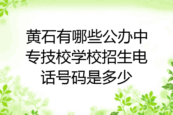 黄石有哪些公办中专技校学校招生电话号码是多少