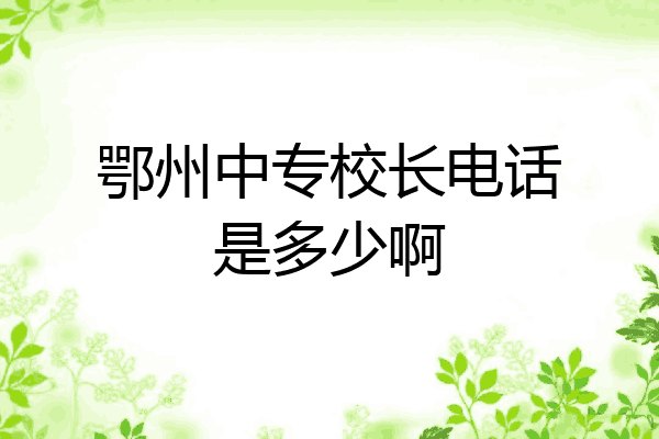 鄂州中专校长电话是多少啊