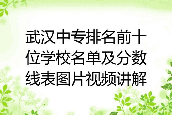 武汉中专排名前十位学校名单及分数线表图片视频讲解