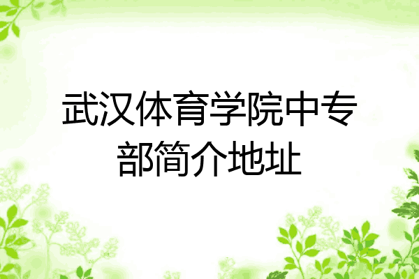 武汉体育学院中专部简介地址