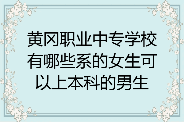 黄冈职业中专学校有哪些系的女生可以上本科的男生