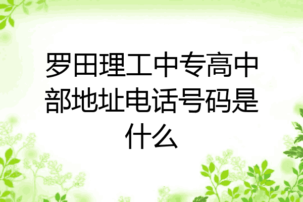 罗田理工中专高中部地址电话号码是什么