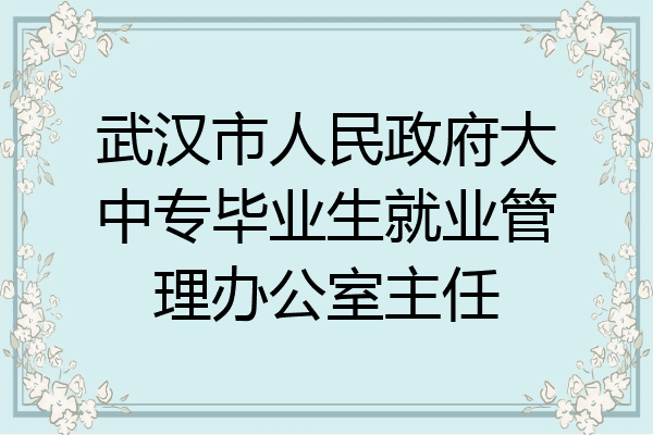 武汉市人民政府大中专毕业生就业管理办公室主任