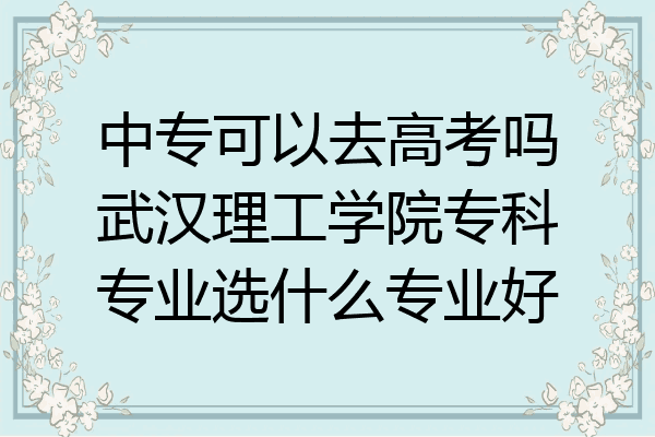 中专可以去高考吗武汉理工学院专科专业选什么专业好