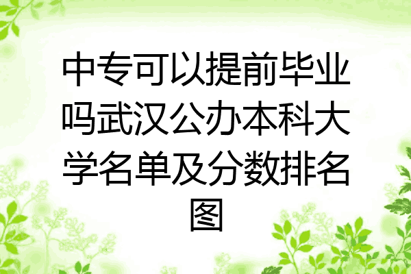 中专可以提前毕业吗武汉公办本科大学名单及分数排名图
