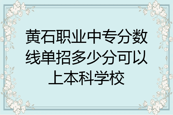 黄石职业中专分数线单招多少分可以上本科学校