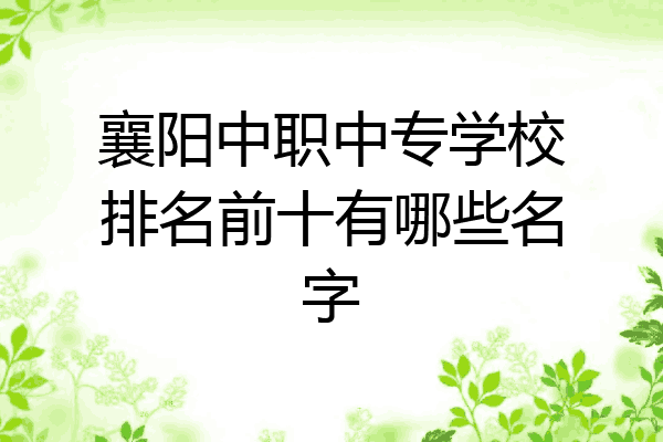 襄阳中职中专学校排名前十有哪些名字