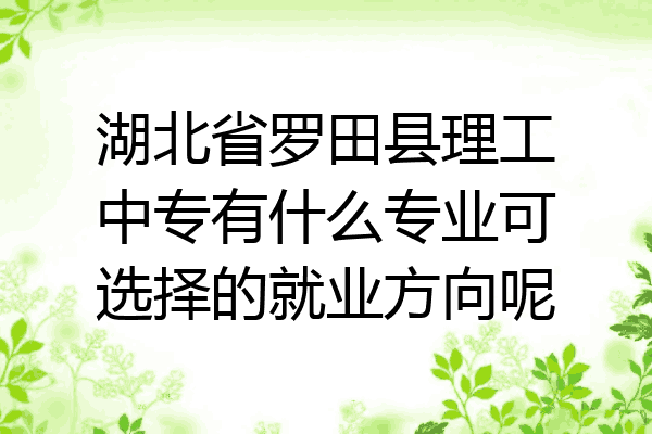 湖北省罗田县理工中专有什么专业可选择的就业方向呢