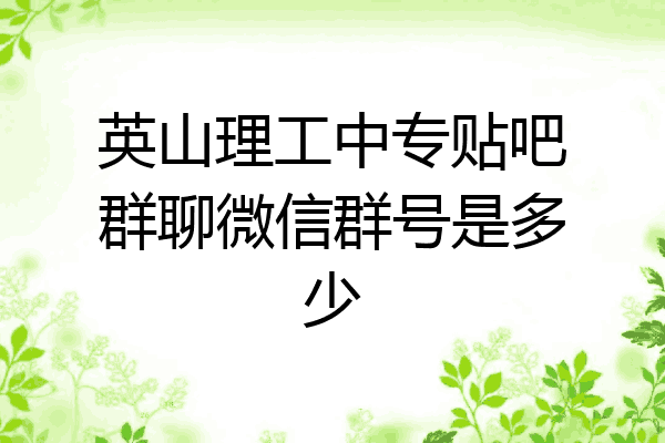 英山理工中专贴吧群聊微信群号是多少