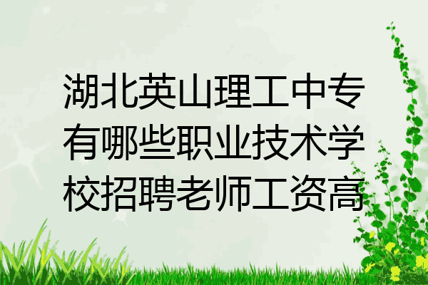 湖北英山理工中专有哪些职业技术学校招聘老师工资高