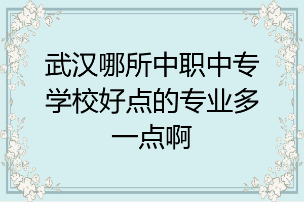 武汉哪所中职中专学校好点的专业多一点啊