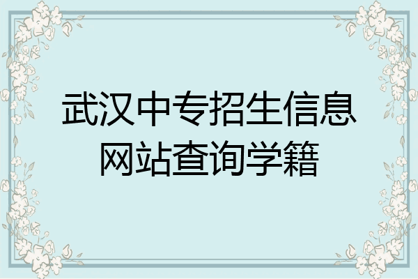 武汉中专招生信息网站查询学籍