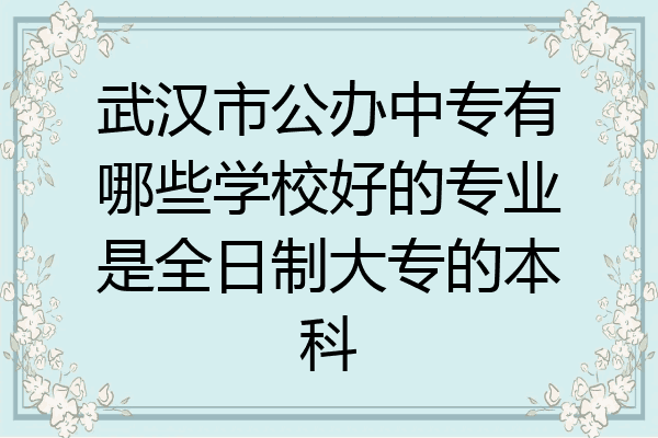 武汉市公办中专有哪些学校好的专业是全日制大专的本科